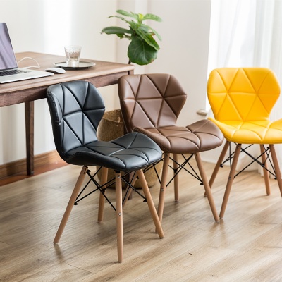 wood leg modern leather dining chairs butterfly leather chair