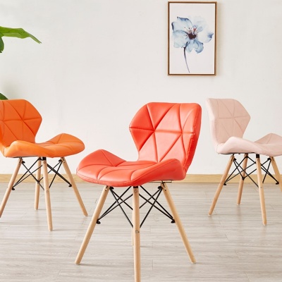 wood leg modern leather dining chairs butterfly leather chair