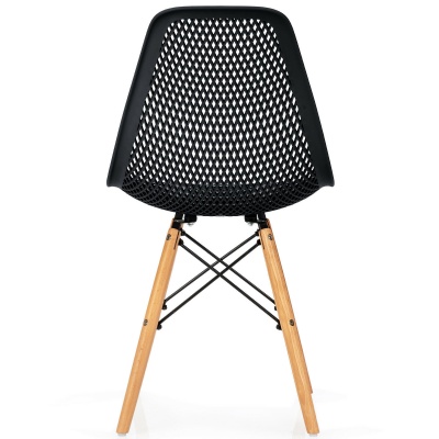 Plastic cafe chair with wooden legs nordic dining chair for home