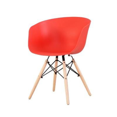 dinning arm chair plastic cafe chair with wooden leg