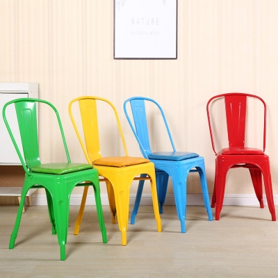 stackable metal chairs steel metal industrial dining chair with pu cushion