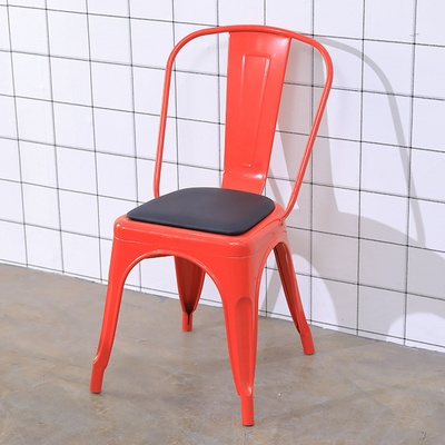 stackable metal chairs steel metal industrial dining chair with pu cushion