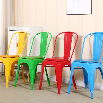 stackable metal chairs steel metal industrial dining chair with pu cushion