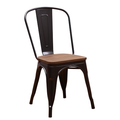 stackable metal chairs steel metal industrial dining chair with wood cushion