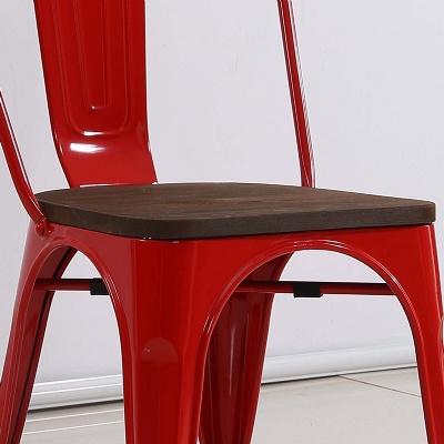 stackable metal chairs steel metal industrial dining chair with wood cushion