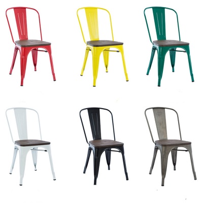 stackable metal chairs steel metal industrial dining chair with wood cushion