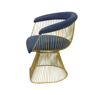 upholstery chairing wire mesh metal gold dining chair