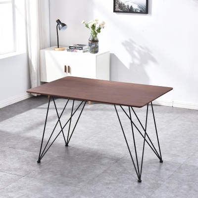 metal leg MDF top rectangle shape wood dining table