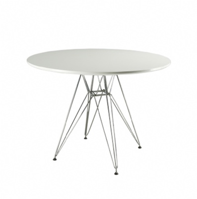 metal leg MDF top modern round wood dining table