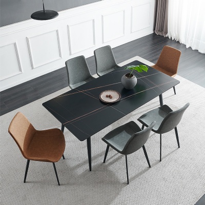 metal leg nordic rectangle top marble dining table