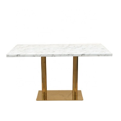 stainless steel leg luxury marble top rectangle dining table