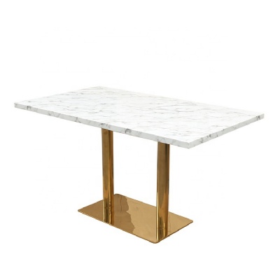 stainless steel leg luxury marble top rectangle dining table