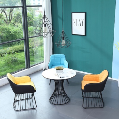 metal frame design nordic marble round coffee table