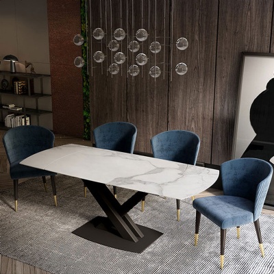 metal dining table extending modern marble gloss