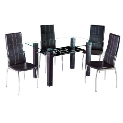 pvc leg 10mm thickness tempered glass dining table
