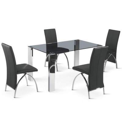 stainless steel leg 10mm thickness tempered glass dining table