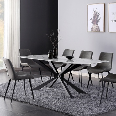 metal leg 12mm 8 seaters marble dining table scandinavian light luxury dining table