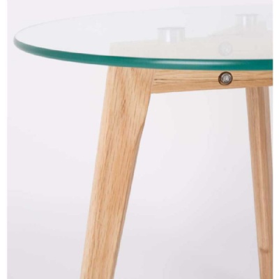 nordic wholesale wood leg tempered glass round coffee table set