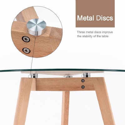nordic wholesale wood leg tempered glass round coffee table set