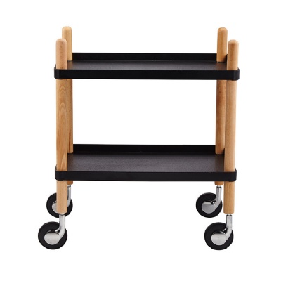 wood leg plastic trolley two layers rectangle coffee table with wheels