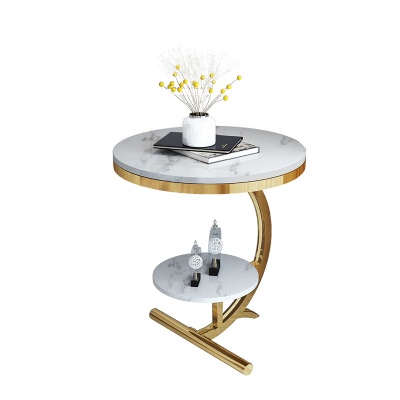 round golden leg nordic wrought iron marble coffee table