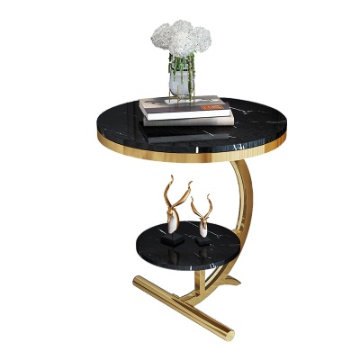 round golden leg nordic wrought iron marble coffee table