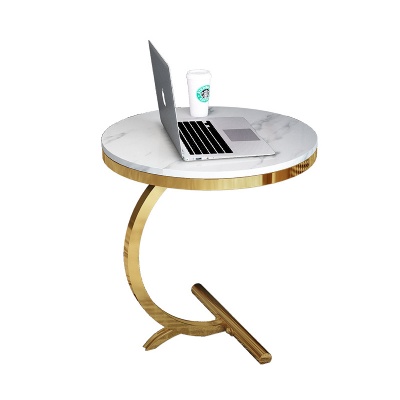 round golden leg nordic wrought iron marble coffee table