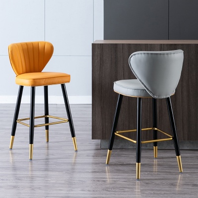 luxury metal pu leather bar chair counter high bar stools
