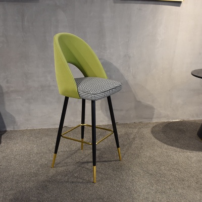 luxury hot sell kitchen high chairs fabric metal leg bar stools
