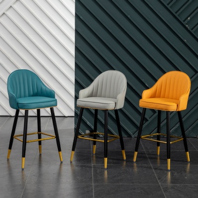 luxury metal pu leather bar chair counter high bar stools