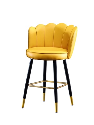 luxury metal flower shape pu leather bar chair counter high bar stools