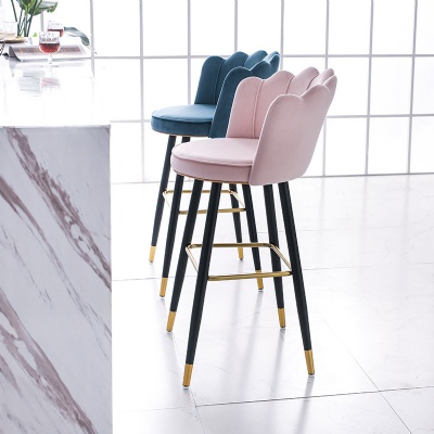 luxury metal flower shape pu leather bar chair counter high bar stools