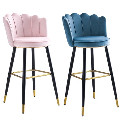 luxury metal flower shape pu leather bar chair counter high bar stools